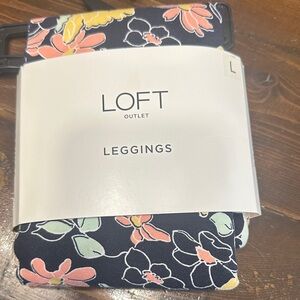 LOFT Outlet Navy Floral Leggings with Coral, Mint & Yellow Accents